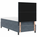 LED Box Spring Bed med madras Mørkegrå 80 x 200 cm Fløjl