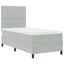 LED Box Spring Bed med madras Lysegrå 90 x 190 cm Fløjl