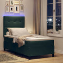 LED Box Spring Bed med madras Mørkegrøn 90 x 190 cm Fløjl