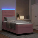 LED Box Spring Bed med hovedgærde Lyserød 90 x 190 cm Fløjl