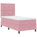 LED Box Spring Bed med hovedgærde Lyserød 90 x 190 cm Fløjl