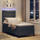 LED Box Spring Bed med madras Mørkegrå 90 x 200 cm Fløjl