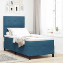 LED Box Spring Bed med madras Mørk blå 90 x 200 cm Fløjl