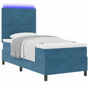 LED Box Spring Bed med madras Mørk blå 90 x 200 cm Fløjl