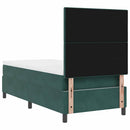 LED Box Spring Bed med madras Mørkegrøn 100 x 200 cm Fløjl