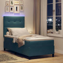 LED Box Spring Bed med madras Mørk blå 100 x 200 cm Fløjl