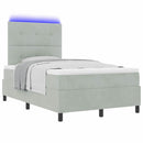 LED Box Spring Bed med madras Lysegrå 120 x 190 cm Fløjl