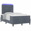 LED Box Spring Bed med madras Mørkegrå 120 x 190 cm Fløjl