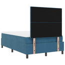 LED Box Spring Bed med madras Mørk blå 120 x 190 cm Fløjl