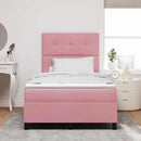 LED Box Spring Bed med madras Lyserød 120 x 190 cm Fløjl