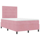 LED Box Spring Bed med madras Lyserød 120 x 190 cm Fløjl