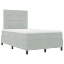 LED Box Spring Bed med madras Lysegrå 120 x 200 cm Fløjl