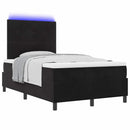 LED Box Spring Bed med madras Sort 120 x 200 cm Fløjl