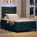 LED Box Spring Bed med madras Mørkegrøn 120 x 200 cm Fløjl