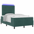 LED Box Spring Bed med madras Mørkegrøn 120 x 200 cm Fløjl
