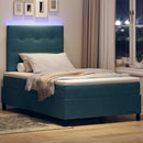 LED Box Spring Bed med madras Mørk blå 120 x 200 cm Fløjl
