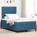 LED Box Spring Bed med madras Mørk blå 120 x 200 cm Fløjl
