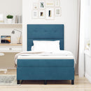 LED Box Spring Bed med madras Mørk blå 120 x 200 cm Fløjl
