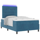 LED Box Spring Bed med madras Mørk blå 120 x 200 cm Fløjl