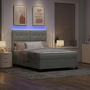 LED Box Spring Bed med madras Lysegrå 140 x 190 cm Fløjl