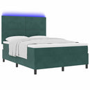 LED Box Spring Bed med madras Mørkegrøn 140 x 190 cm Fløjl