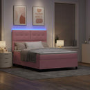LED Box Spring Bed med madras Lyserød 140 x 190 cm Fløjl