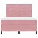 LED Box Spring Bed med madras Lyserød 140 x 190 cm Fløjl