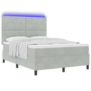 LED Box Spring Bed med madras Lysegrå 140 x 200 cm Fløjl