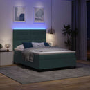 LED Box Spring Bed med madras Mørkegrøn 140 x 200 cm Fløjl