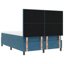 LED Box Spring Bed med madras Mørk blå 140 x 200 cm Fløjl
