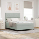 LED Box Spring Bed med madras Lysegrå 160 x 200 cm Fløjl