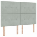 LED Box Spring Bed med madras Lysegrå 160 x 200 cm Fløjl