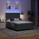 LED Box Spring Bed med madras Mørkegrå 160 x 200 cm Fløjl