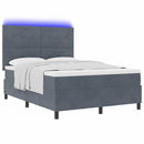 LED Box Spring Bed med madras Mørkegrå 160 x 200 cm Fløjl