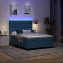 LED Box Spring Bed med madras Mørk blå 160 x 200 cm Fløjl