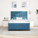 LED Box Spring Bed med madras Mørk blå 160 x 200 cm Fløjl