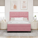 LED Box Spring Bed med madras Lyserød 160 x 200 cm Fløjl