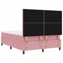 LED Box Spring Bed med madras Lyserød 160 x 200 cm Fløjl