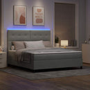 LED Box Spring Bed med madras Lysegrå 180 x 200 cm Fløjl