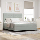 LED Box Spring Bed med madras Lysegrå 180 x 200 cm Fløjl