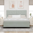 LED Box Spring Bed med madras Lysegrå 180 x 200 cm Fløjl