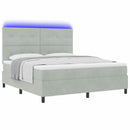 LED Box Spring Bed med madras Lysegrå 180 x 200 cm Fløjl