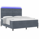 LED Box Spring Bed med madras Mørkegrå 180 x 200 cm Fløjl