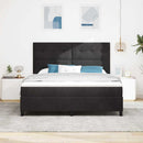 LED Box Spring Bed med madras Sort 180 x 200 cm Fløjl