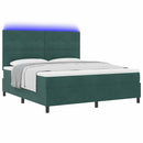 LED Box Spring Bed med madras Mørkegrøn 180 x 200 cm Fløjl