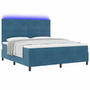 LED Box Spring Bed med madras Mørk blå 180 x 200 cm Fløjl