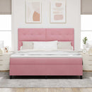 LED Box Spring Bed med madras Lyserød 180 x 200 cm Fløjl
