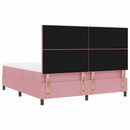 LED Box Spring Bed med madras Lyserød 180 x 200 cm Fløjl