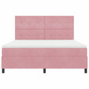 LED Box Spring Bed med madras Lyserød 180 x 200 cm Fløjl