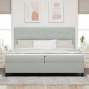 LED Box Spring Bed med madras Lysegrå 200 x 200 cm Fløjl